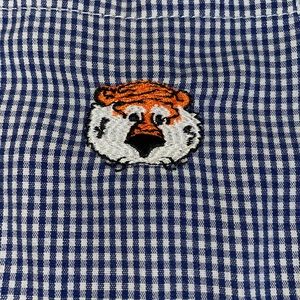 Adorable auburn button down shirt with aubie embroidered